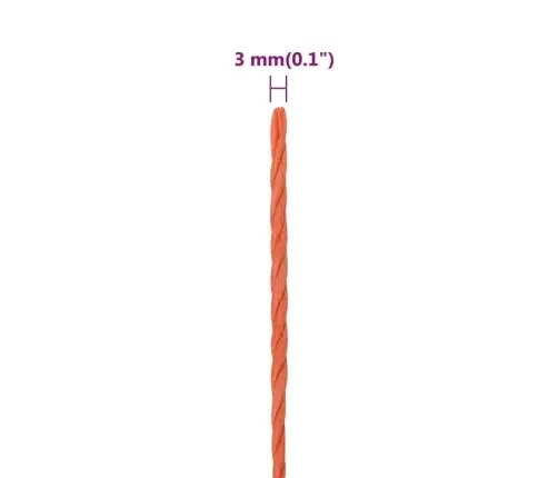 Darba Virve, Oranža, 3 Mm, 500 M, Polipropilēns Vidaxl