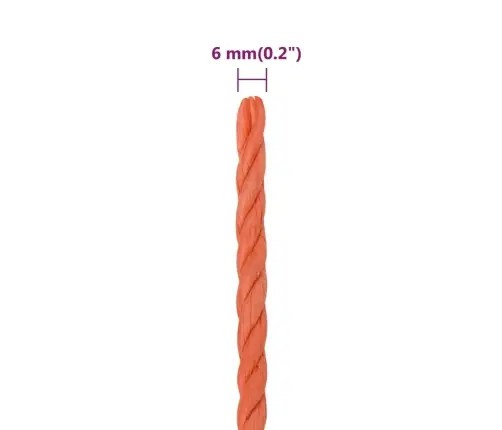 Darba Virve, Oranža, 6 Mm, 25 M, Polipropilēns Vidaxl