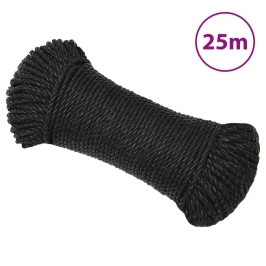 Darba Virve, Melna, 3 Mm, 25 M, Polipropilēns Vidaxl
