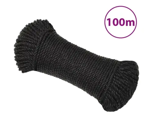 Darba Virve, Melna, 3 Mm, 100 M, Polipropilēns Vidaxl