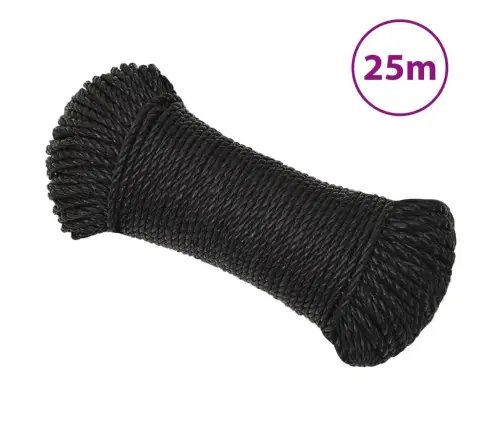 Darbo Virvė, Juodos Spalvos, 6Mm, 25M, Polipropilenas