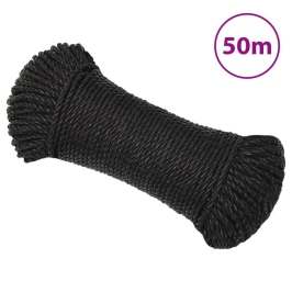 Darba Virve, Melna, 6 Mm, 50 M, Polipropilēns Vidaxl