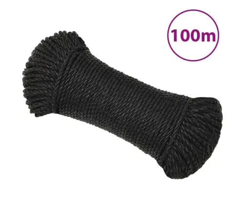 Darba Virve, Melna, 6 Mm, 100 M, Polipropilēns Vidaxl