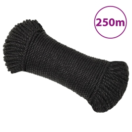 Darbo Virvė, Juodos Spalvos, 6Mm, 250M, Polipropilenas