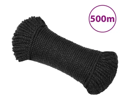 Darbo Virvė, Juodos Spalvos, 6Mm, 500M, Polipropilenas