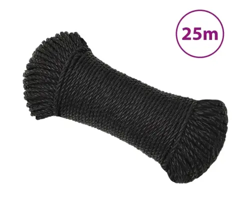 Darba Virve, Melna, 8 Mm, 25 M, Polipropilēns Vidaxl Darba Virve, Melna, 8 Mm, 25 M, Polipropilēns Vidaxl