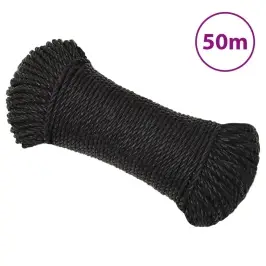 Darba Virve, Melna, 8 Mm, 50 M, Polipropilēns Vidaxl