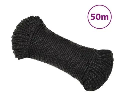 Darba Virve, Melna, 8 Mm, 50 M, Polipropilēns Vidaxl Darba Virve, Melna, 8 Mm, 50 M, Polipropilēns Vidaxl