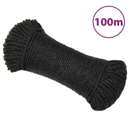 Darba Virve, Melna, 8 Mm, 100 M, Polipropilēns Vidaxl