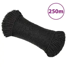 Darba Virve, Melna, 8 Mm, 250 M, Polipropilēns Vidaxl