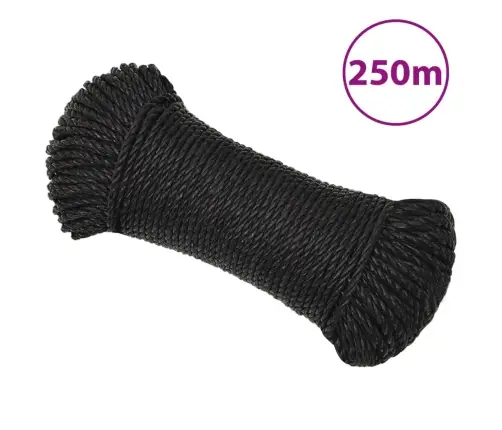Darba Virve, Melna, 8 Mm, 250 M, Polipropilēns Vidaxl