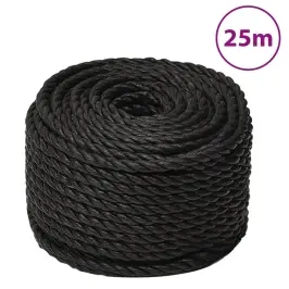 Darba Virve, Melna, 10 Mm, 25 M, Polipropilēns Vidaxl