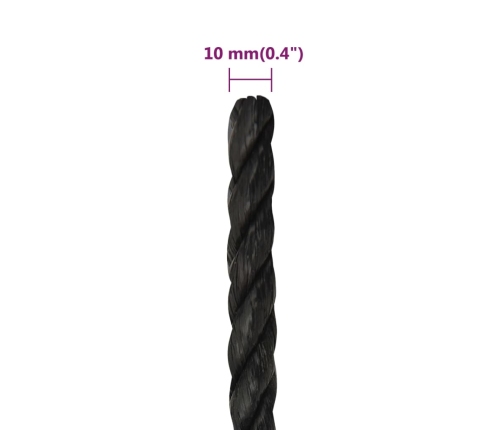 Darba Virve, Melna, 10 Mm, 25 M, Polipropilēns Vidaxl