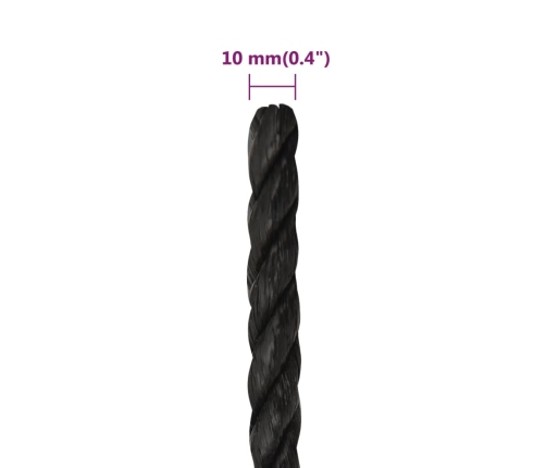 Darba Virve, Melna, 10 Mm, 50 M, Polipropilēns Vidaxl