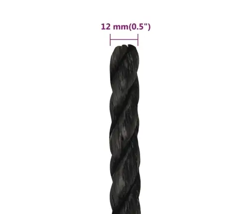 Darba Virve, Melna, 12 Mm, 500 M, Polipropilēns Vidaxl