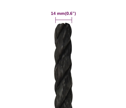 Darba Virve, Melna, 14 Mm, 50 M, Polipropilēns Vidaxl