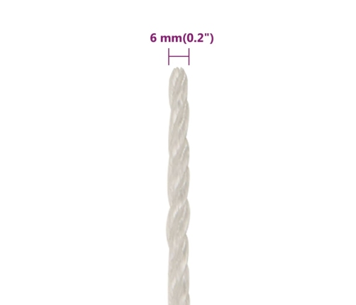 Darba Virve, Balta, 6 Mm, 500 M, Polipropilēns Vidaxl