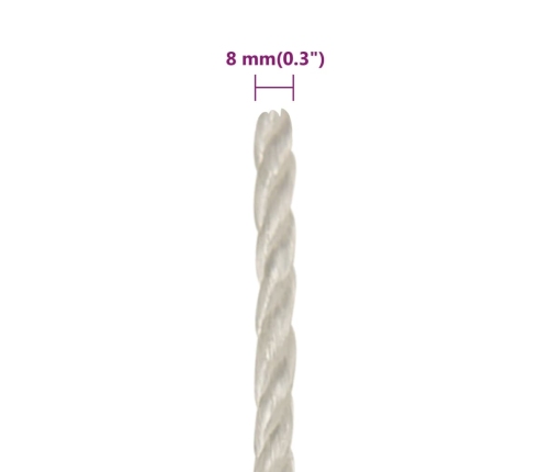 Darba Virve, Balta, 8 Mm, 25 M, Polipropilēns Vidaxl