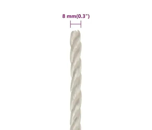 Darbo Virvė, Baltos Spalvos, 8Mm, 100M, Polipropilenas