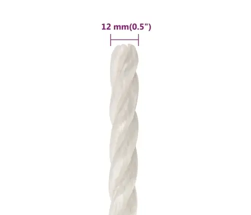 Darbo Virvė, Baltos Spalvos, 12Mm, 250M, Polipropilenas