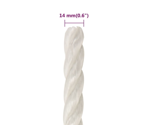 Darba Virve, Balta, 14 Mm, 50 M, Polipropilēns Vidaxl