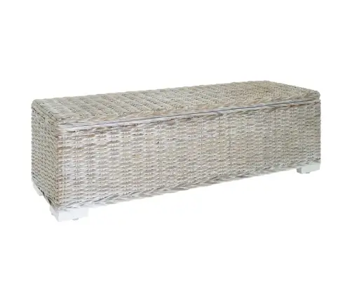 Uzglabāšanas Kaste, 110 Cm, Balta, Kubu Rotangpalma, Mahagonijs Koks Vidaxl