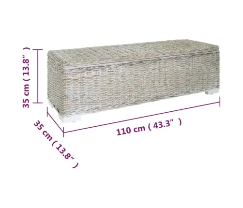 Uzglabāšanas Kaste, 110 Cm, Balta, Kubu Rotangpalma, Mahagonijs Koks Vidaxl