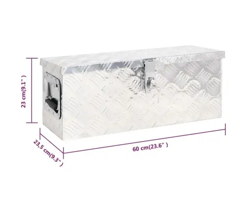 Daiktadėžė, Sidabrinės Spalvos, 60X23,5X23cm Aliuminis