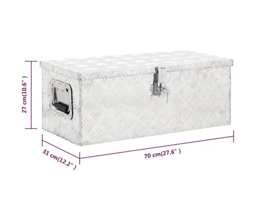 Daiktadėžė, Sidabrinės Spalvos, 70X31X27cm Aliuminis