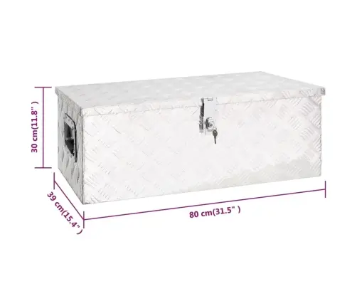 Daiktadėžė, Sidabrinės Spalvos, 80X39X30cm Aliuminis