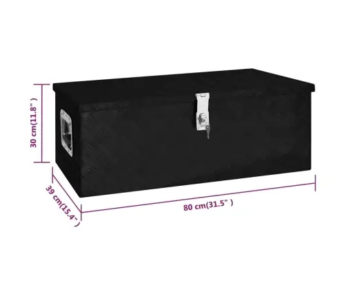 Uzglabāšanas Kaste, Melna, 80X39X30 Cm, Alumīnijs Vidaxl