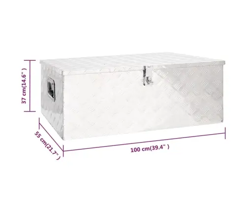 Uzglabāšanas Kaste, Sudrabaina, 100X55X37 Cm, Alumīnijs Vidaxl