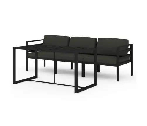 4-Osaline Aiadiivanikomplekt Patjadega, Alumiinium, Antratsiit