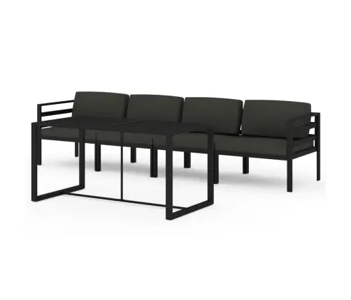 5-Daļīgs Dārza Atpūtas Mēbeļu Komplekts Ar Matračiem, Alumīnijs Vidaxl