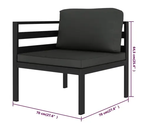 Sodo Komplektas Su Pagalvėlėmis, 7 Dalių, Antracito, Aliuminis