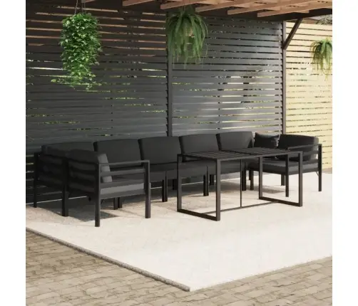 8-Daļīgs Dārza Atpūtas Mēbeļu Komplekts Ar Matračiem, Alumīnijs Vidaxl