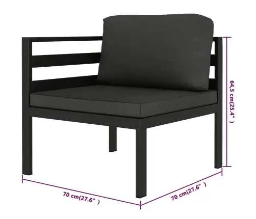 Sodo Komplektas Su Pagalvėlėmis, 10 Dalių, Antracito, Aliuminis