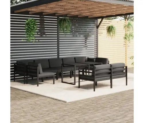 Sodo Komplektas Su Pagalvėlėmis, 10 Dalių, Antracito, Aliuminis