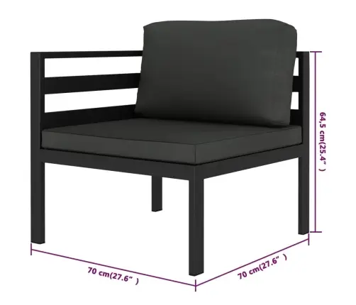 8-Daļīgs Dārza Atpūtas Mēbeļu Komplekts Ar Matračiem, Alumīnijs Vidaxl