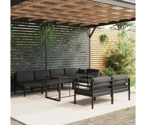 8-Daļīgs Dārza Atpūtas Mēbeļu Komplekts Ar Matračiem, Alumīnijs Vidaxl