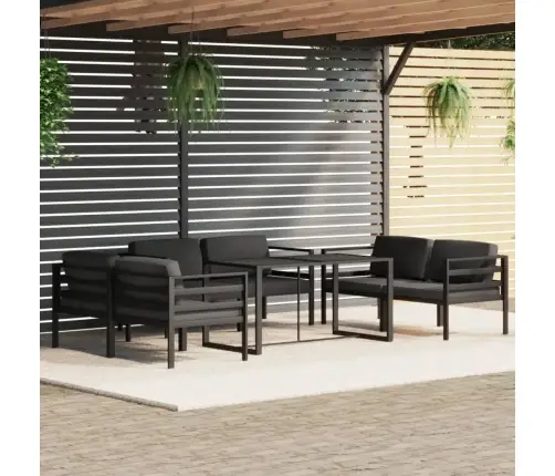 7-Daļīgs Dārza Atpūtas Mēbeļu Komplekts Ar Matračiem, Alumīnijs Vidaxl