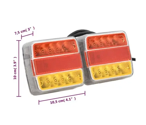Piekabes Lukturi, 2 Gab., Sarkani, 10,5X7,5X10 Cm, 12 V, Led Vidaxl