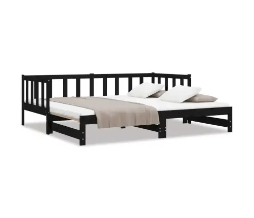 Väljatõmmatav Päevavoodi, Must, 2 X (90X190) cm Männipuit