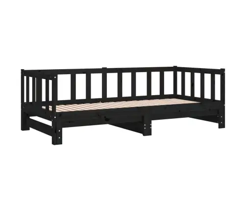 Väljatõmmatav Päevavoodi, Must, 2 X (90X190) cm Männipuit