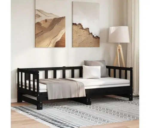 Väljatõmmatav Päevavoodi, Must, 2 X (90X190) cm Männipuit