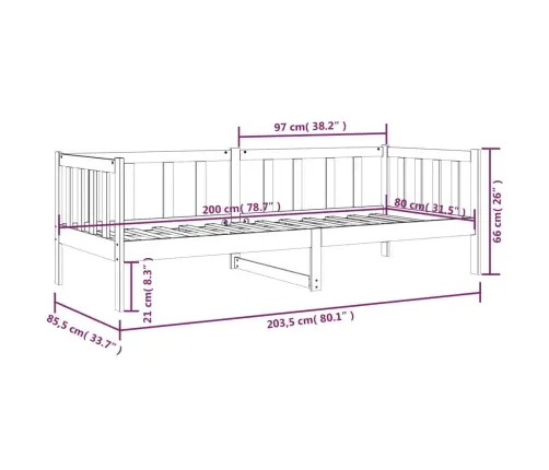 Gulta, Medus Brūna, 80X200 Cm, Priedes Masīvkoks Vidaxl