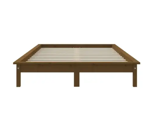 Gultas Rāmis, Medus Brūns, 140X190 Cm, Priedes Masīvkoks Vidaxl