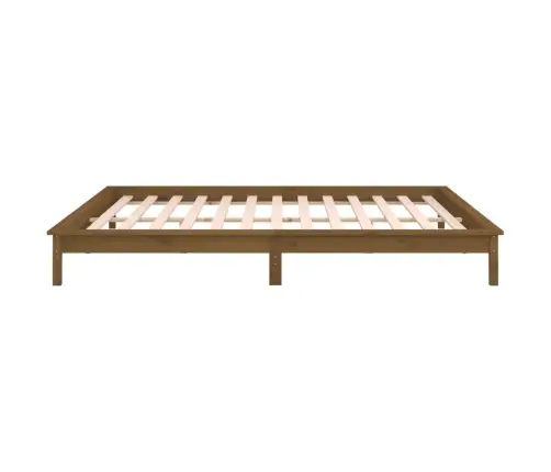 Gultas Rāmis Ar Led, Medus Brūns, 140X200 Cm, Masīvkoks Vidaxl