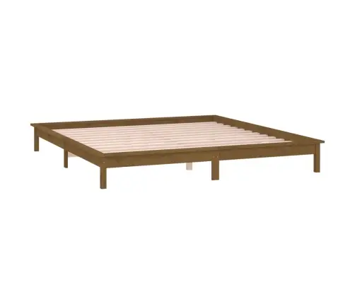 Gultas Rāmis Ar Led, Medus Brūns, 160X200 Cm, Masīvkoks Vidaxl
