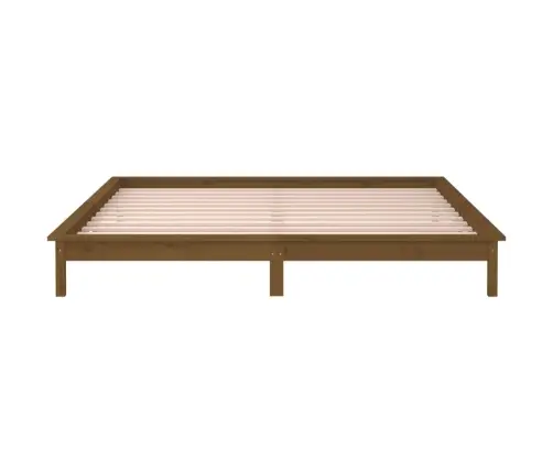 Gultas Rāmis Ar Led, Medus Brūns, 160X200 Cm, Masīvkoks Vidaxl